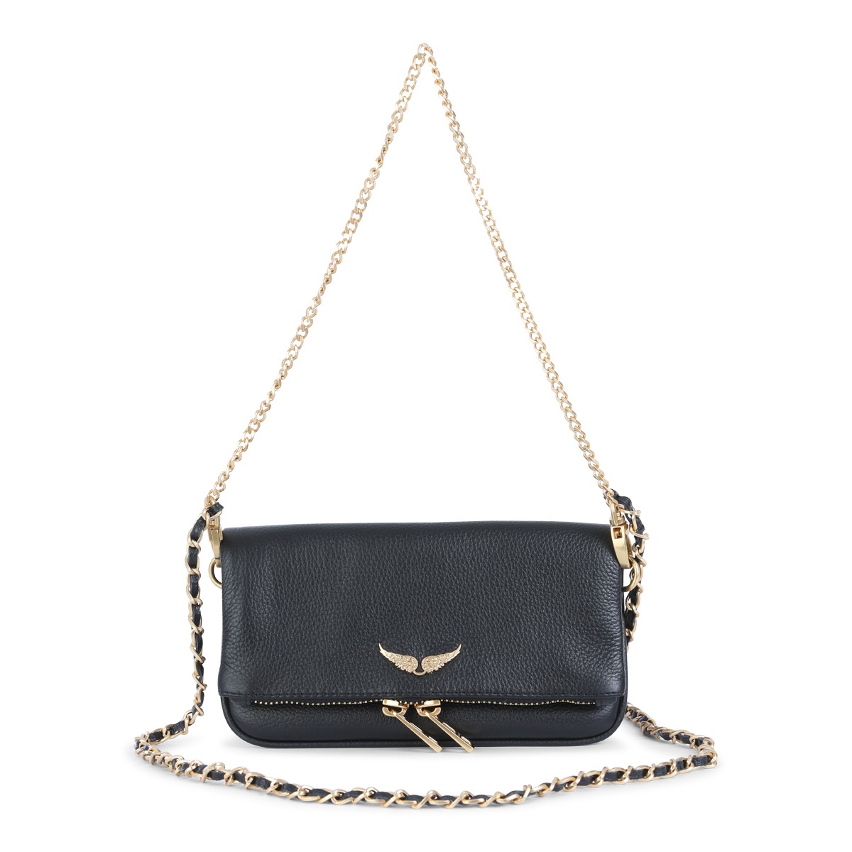 BLACK LEATHER ROCK NANO SHOULDER BAG