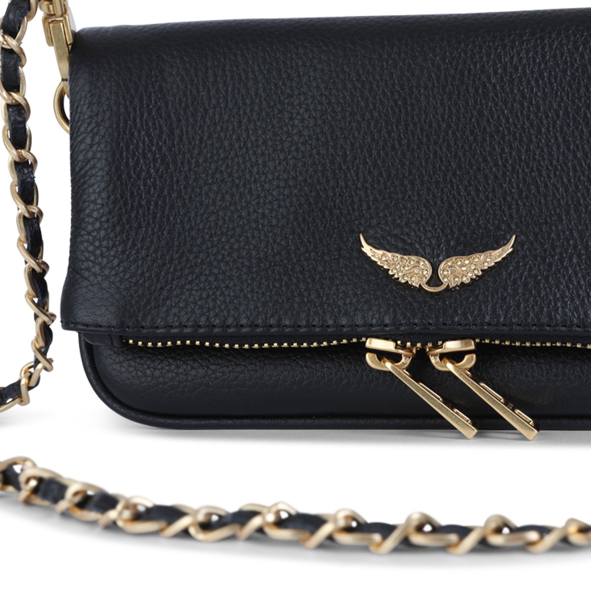 BLACK LEATHER ROCK NANO SHOULDER BAG