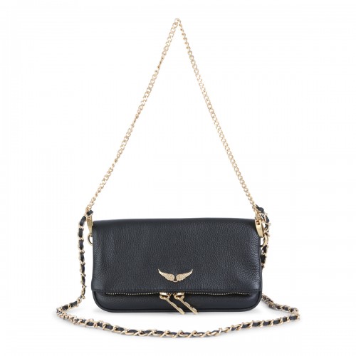 BLACK LEATHER ROCK NANO SHOULDER BAG
