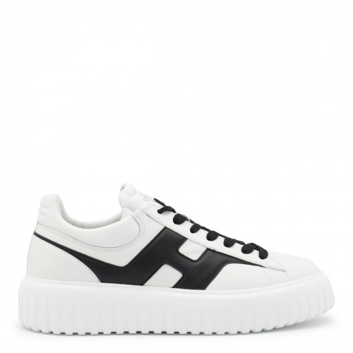 WHITE AND BLACK LEATHER SNEAKERS