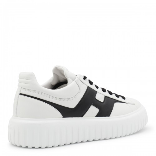 WHITE AND BLACK LEATHER SNEAKERS