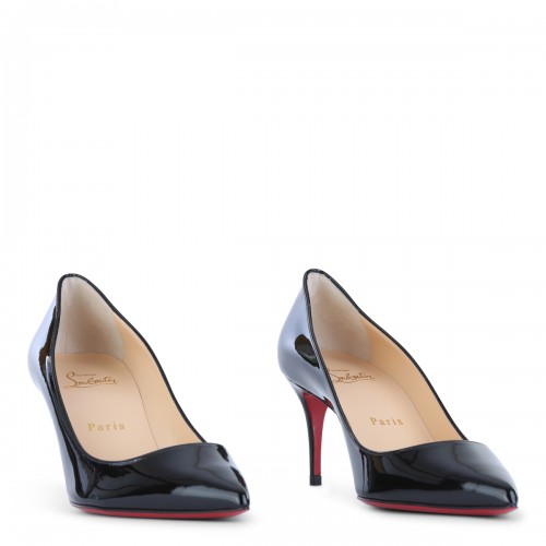 BLACK LEATHER KATE 70 PATENT PUMPS