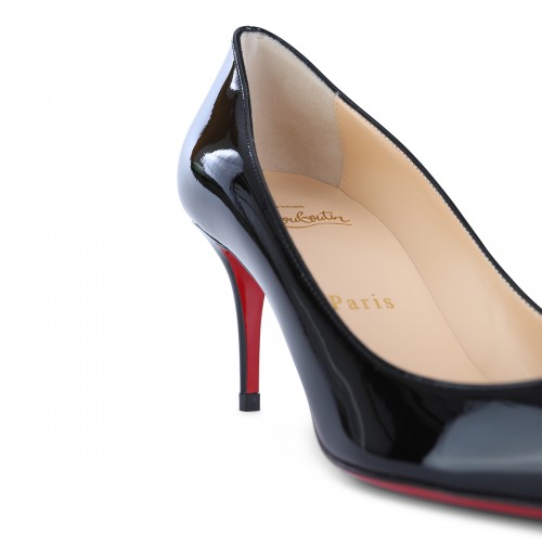 BLACK LEATHER KATE 70 PATENT PUMPS