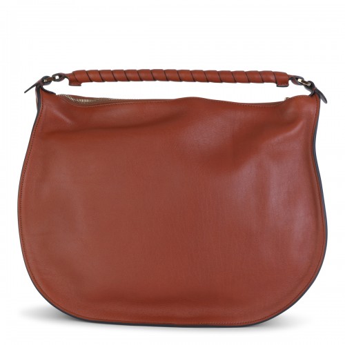 BROWN LEATHER MARCIE SHOULDER BAG
