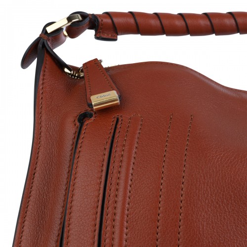 BROWN LEATHER MARCIE SHOULDER BAG