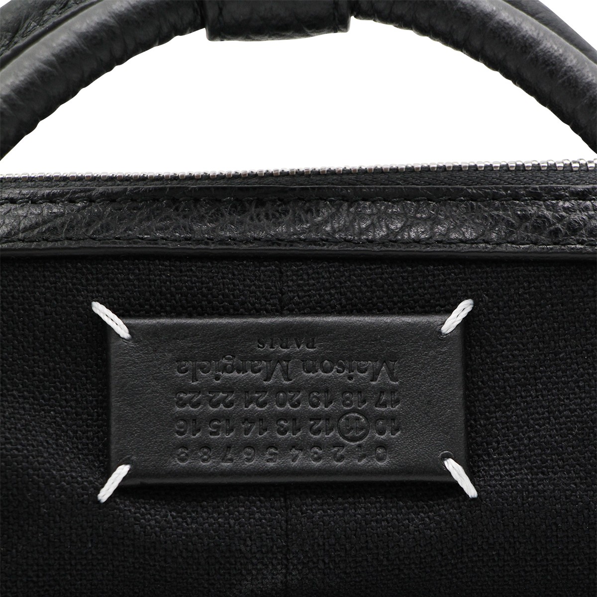 BLACK LEATHER TOP HANDLE BAG