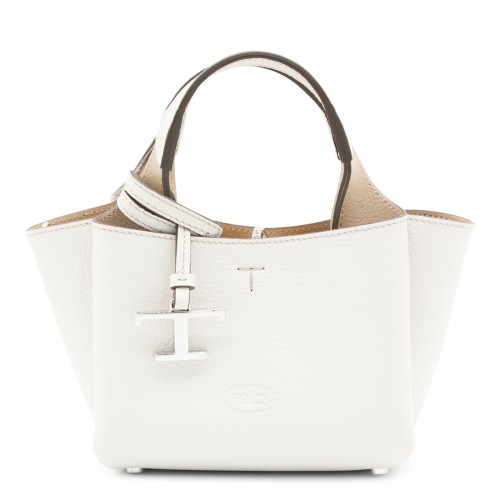 WHITE LEATHER TOP HANDLE BAG