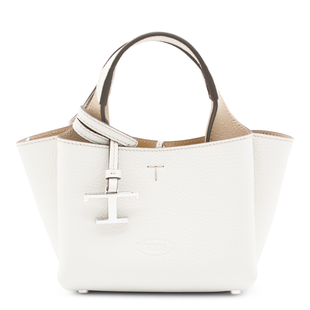 WHITE LEATHER TOP HANDLE BAG