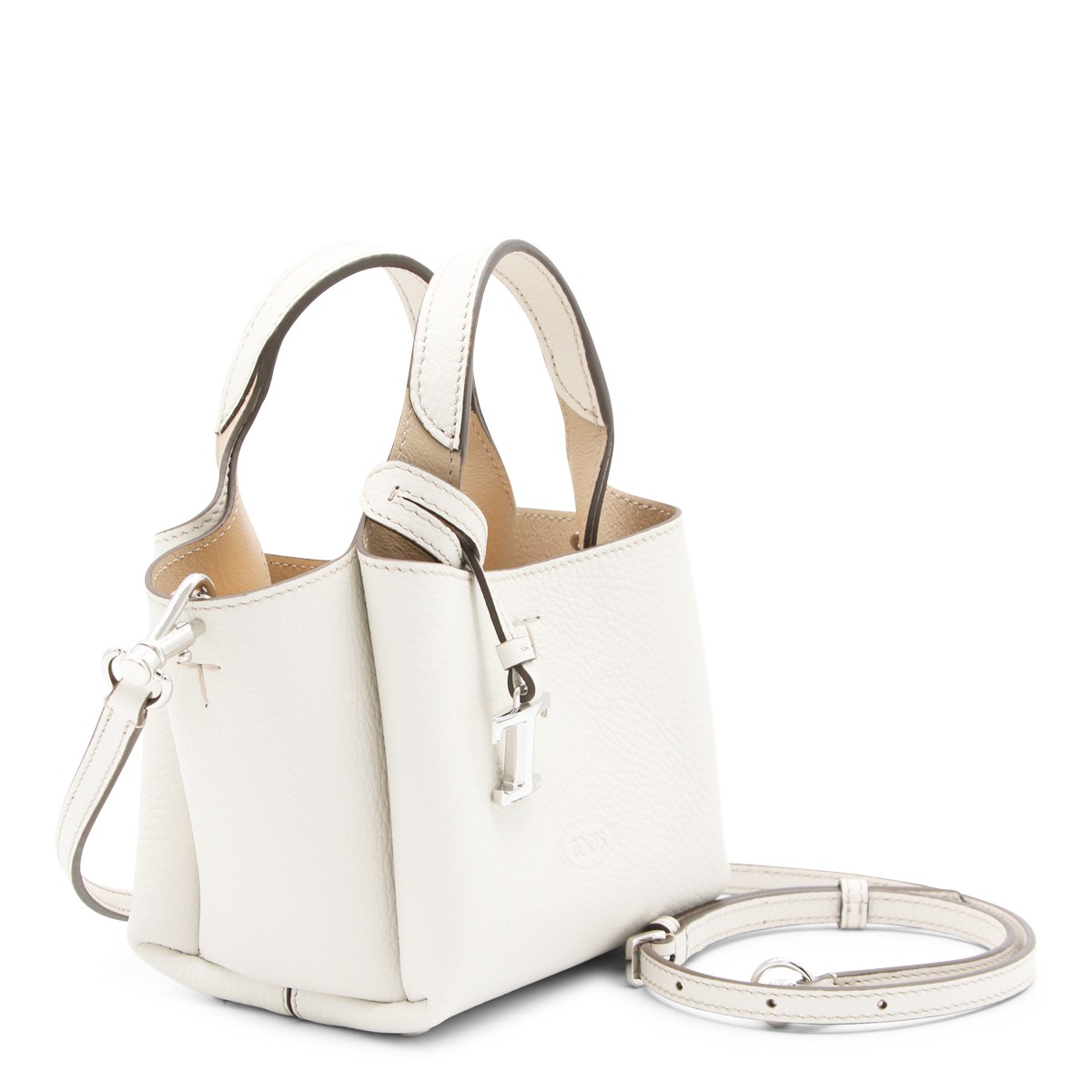 WHITE LEATHER TOP HANDLE BAG