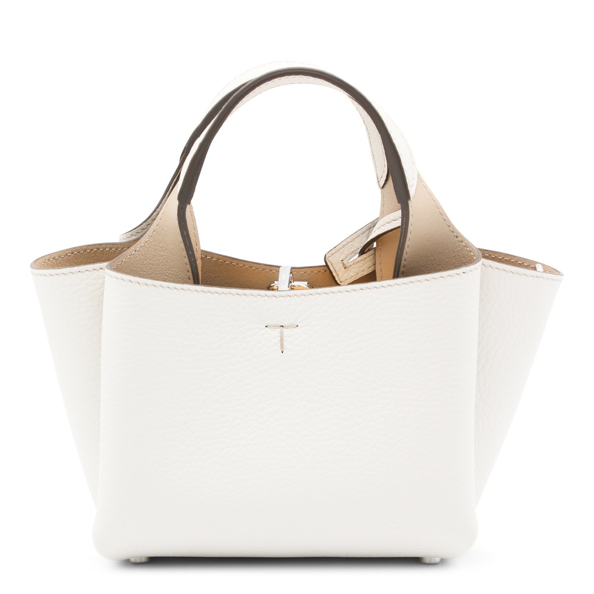 WHITE LEATHER TOP HANDLE BAG