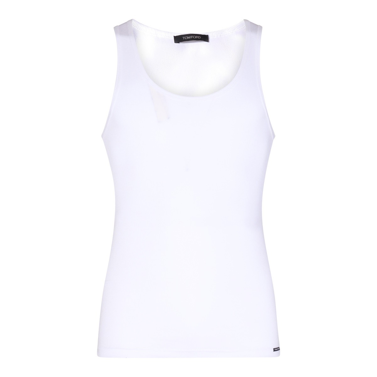 WHITE COTTON BLEND TANK TOP