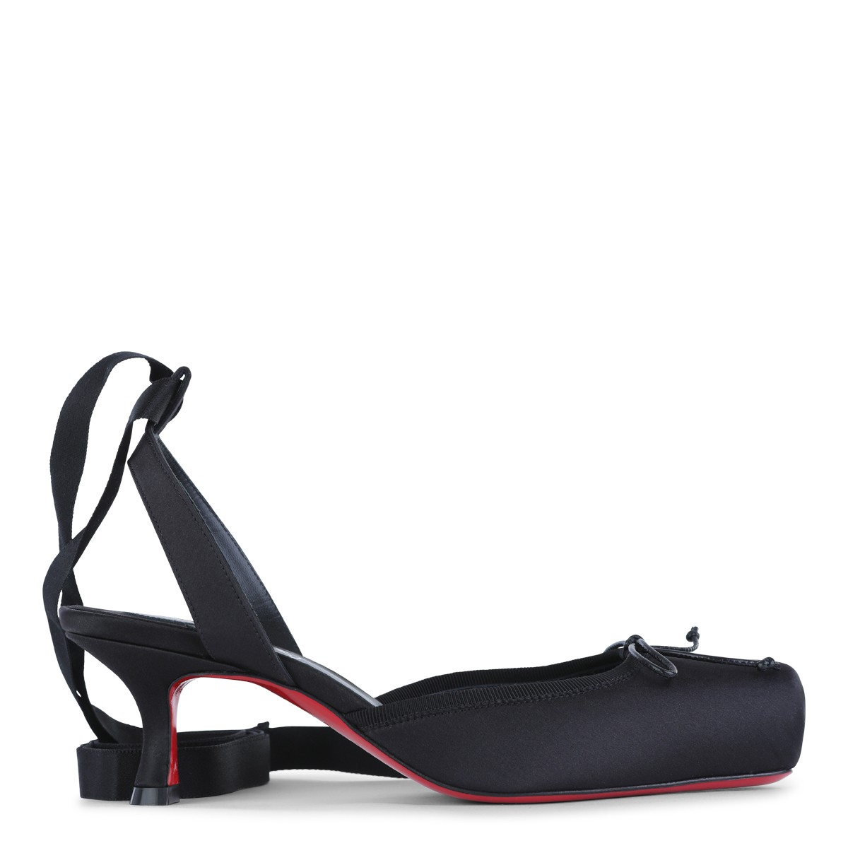 BLACK LEATHER CASSIA LACE UP 55 PUMPS