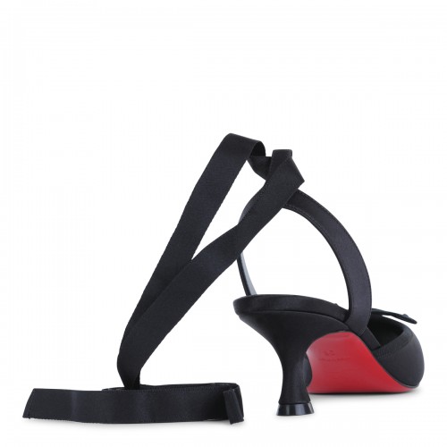 BLACK LEATHER CASSIA LACE UP 55 PUMPS