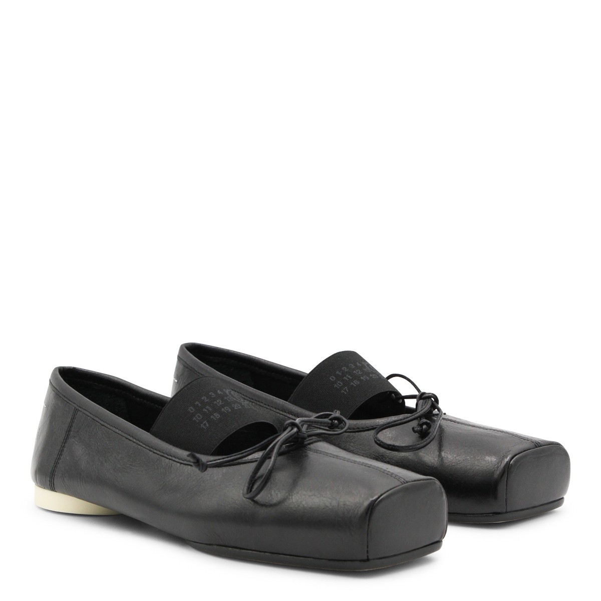 BLACK LEATHER FLATS
