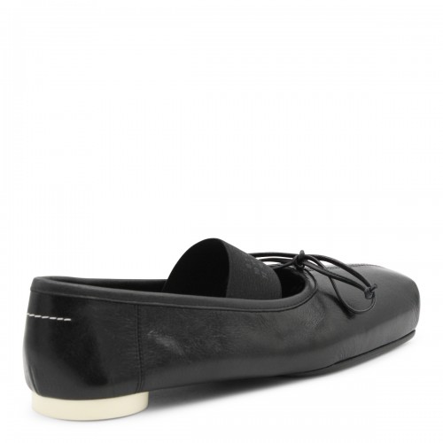 BLACK LEATHER FLATS