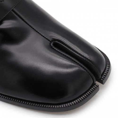 BLACK LEATHER TABI BABOUCHE LOAFERS