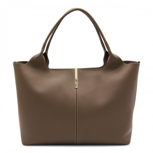 BROWN LEATHER TOP HANDLE BAG