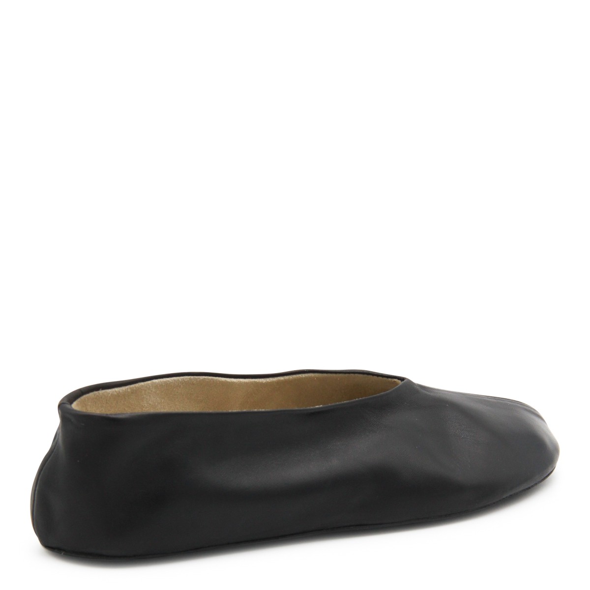 BLACK LEATHER FLATS