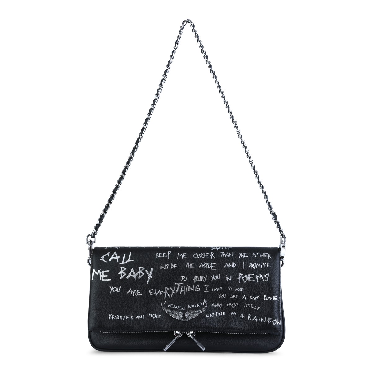 BLACK ROCK GRAFFITI LEATHER SHOULDER BAG