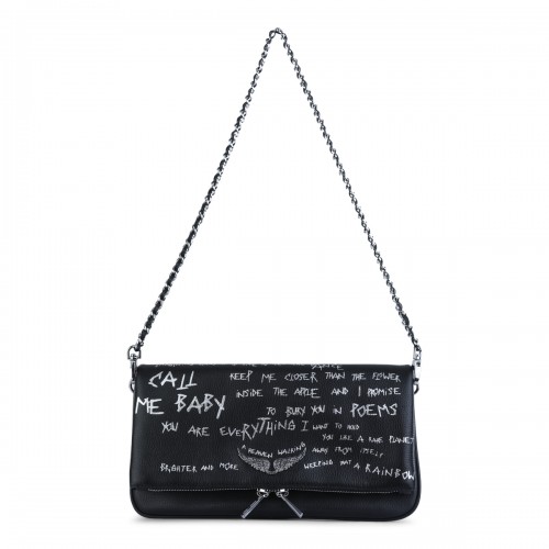 BLACK ROCK GRAFFITI LEATHER SHOULDER BAG