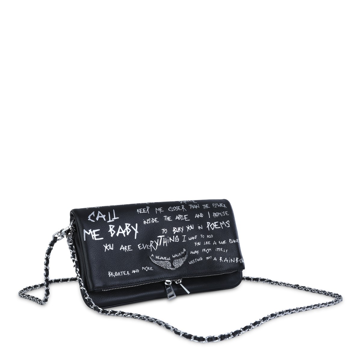 BLACK ROCK GRAFFITI LEATHER SHOULDER BAG