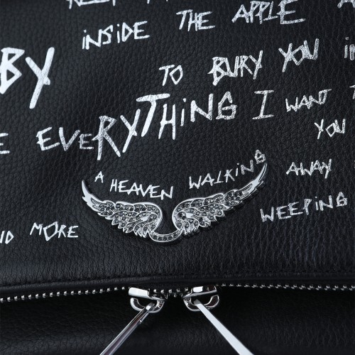 BLACK ROCK GRAFFITI LEATHER SHOULDER BAG