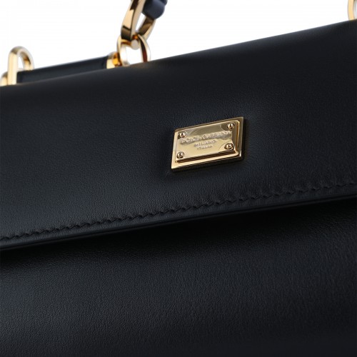 BLACK LEATHER MY SICILY SMALL TOP HANDLE BAG