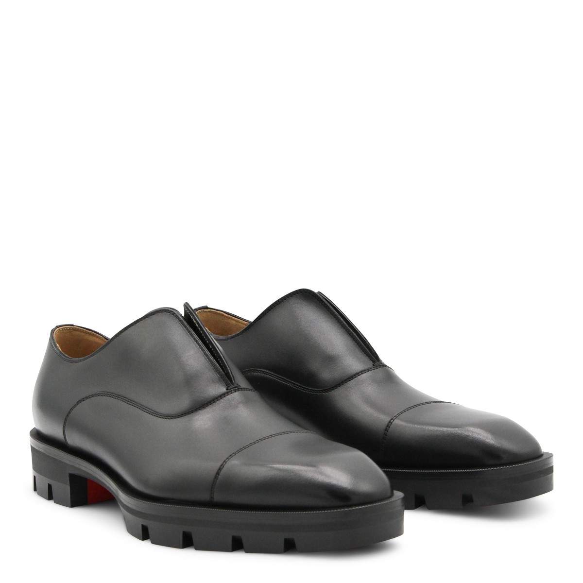 BLACK LEATHER ALPHA LION FORMAL SHOES