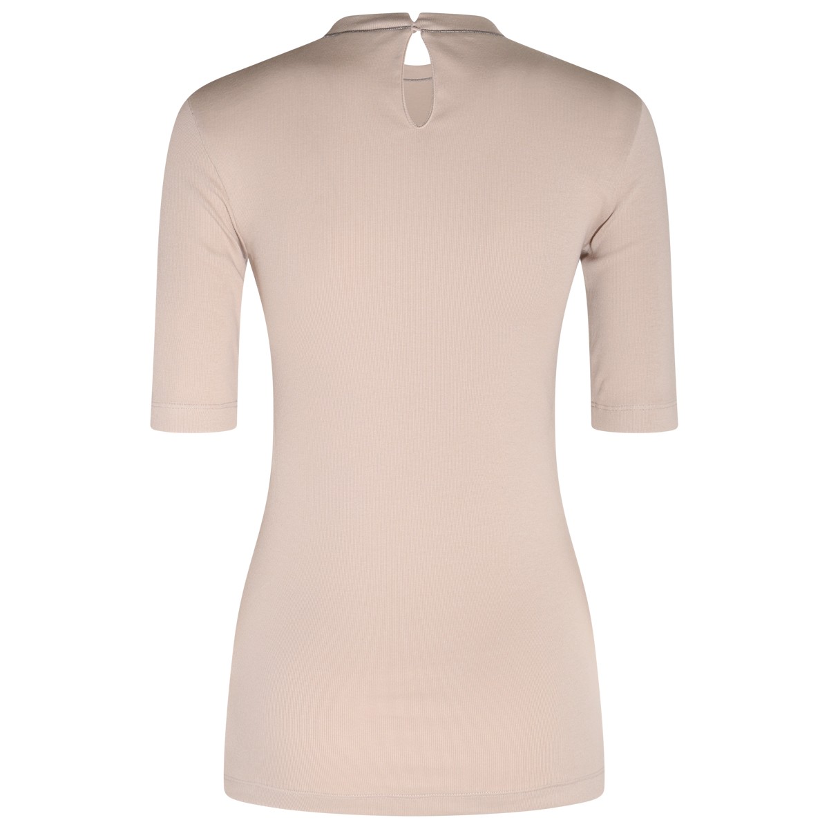 BEIGE COTTON BLEND T-SHIRT