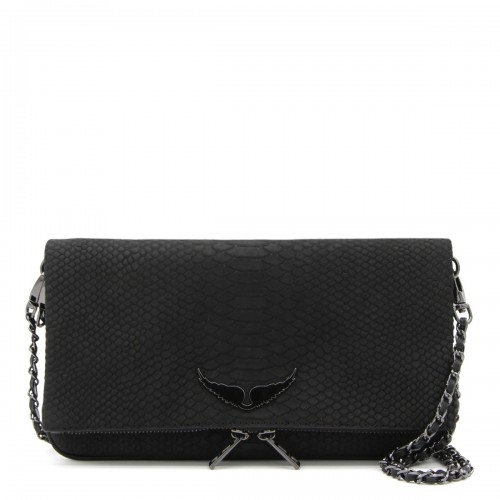 BLACK LEATHER ROCK SOFT SAVAGE SHOULDER BAG