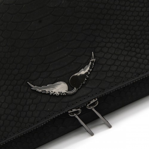 BLACK LEATHER ROCK SOFT SAVAGE SHOULDER BAG