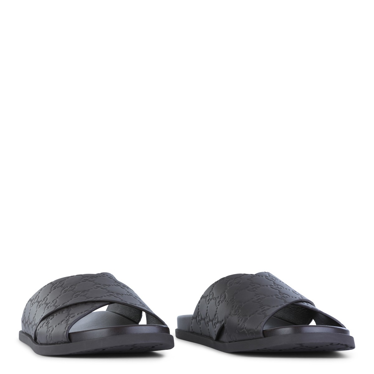 BROWN LEATHER LOGO FLATS