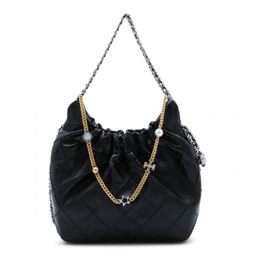 BLACK LEATHER CROSSBODY BAG