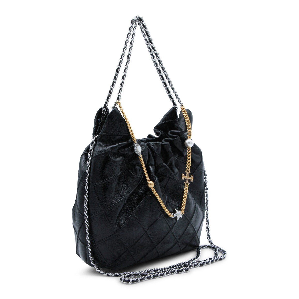 BLACK LEATHER CROSSBODY BAG