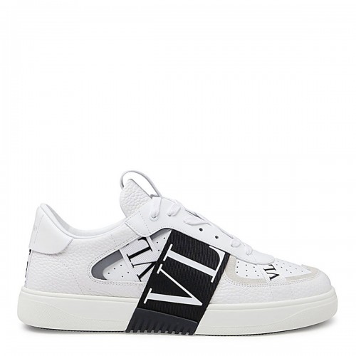 WHITE AND BLACK LEATHER VL7N SNEAKERS