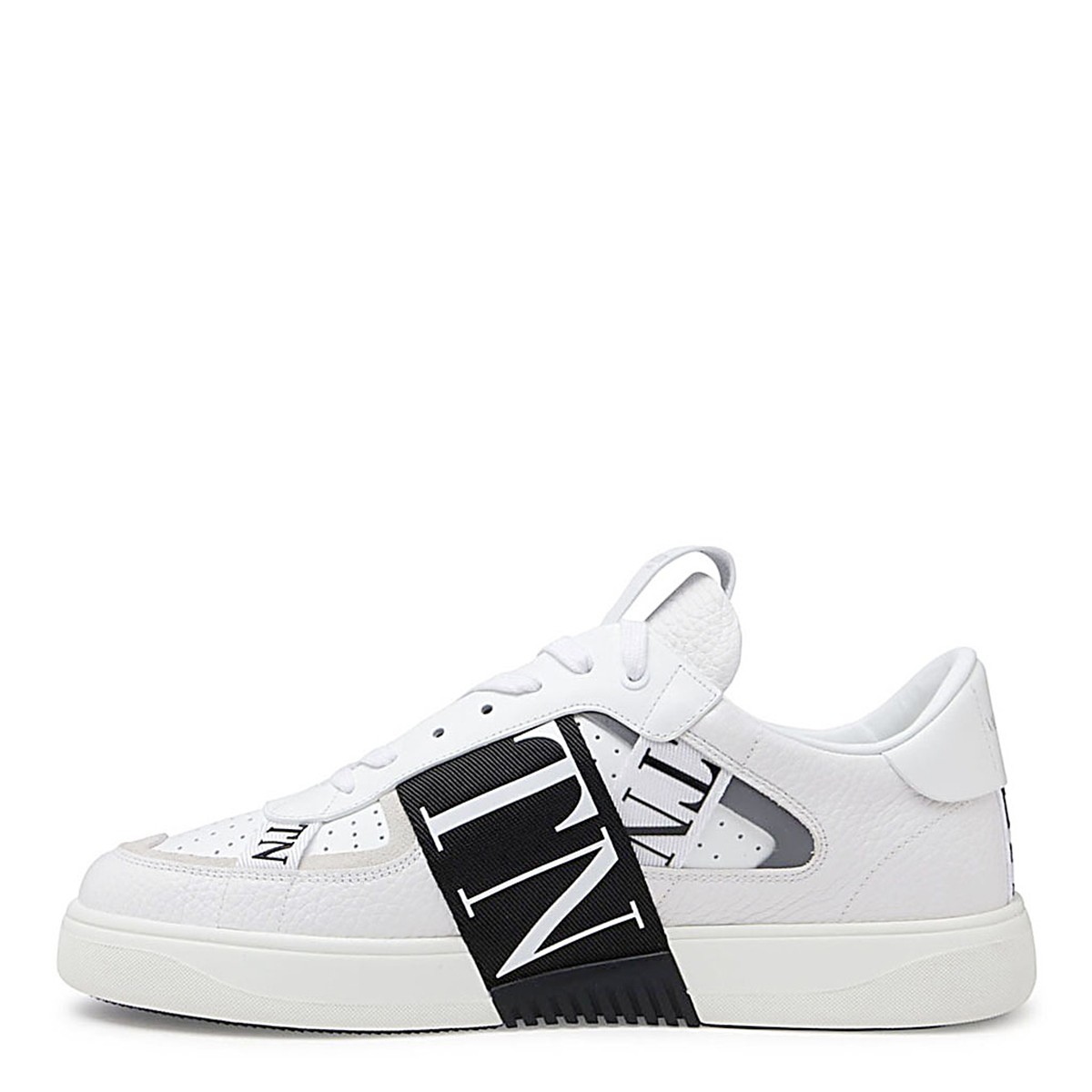 WHITE AND BLACK LEATHER VL7N SNEAKERS