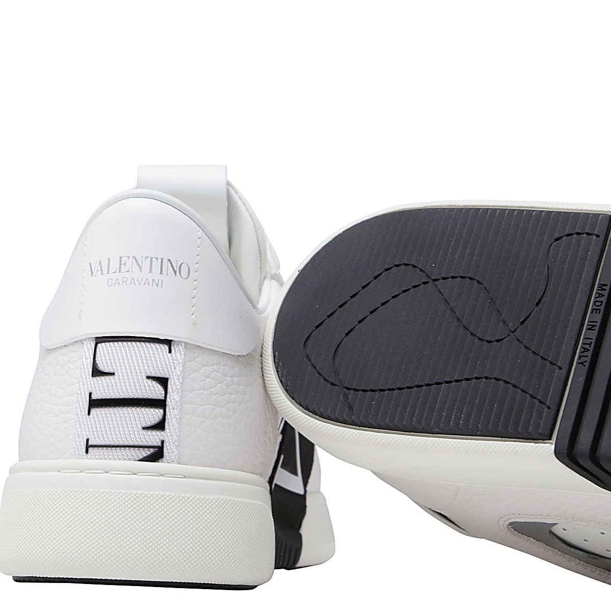 WHITE AND BLACK LEATHER VL7N SNEAKERS