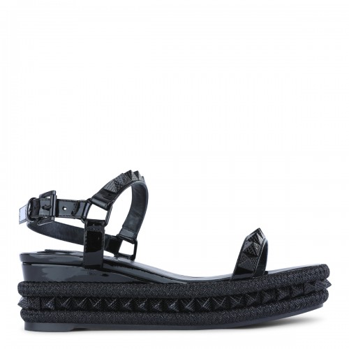 BLACK LEATHER PYRACLOU 60 PATENT ESPADRILLAS