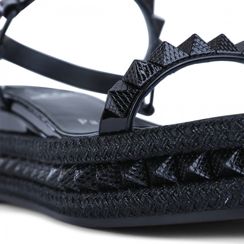 BLACK LEATHER PYRACLOU 60 PATENT ESPADRILLAS