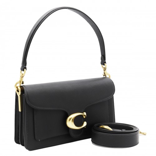 BLACK POLISHED PEBBLE LEATHER TABBY SHOULDER BAG 20 REFRESH