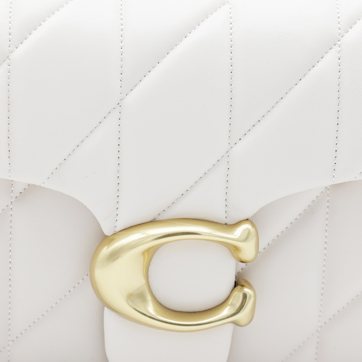 WHITE LEATHER QUILTED TABBY SHOULDER...