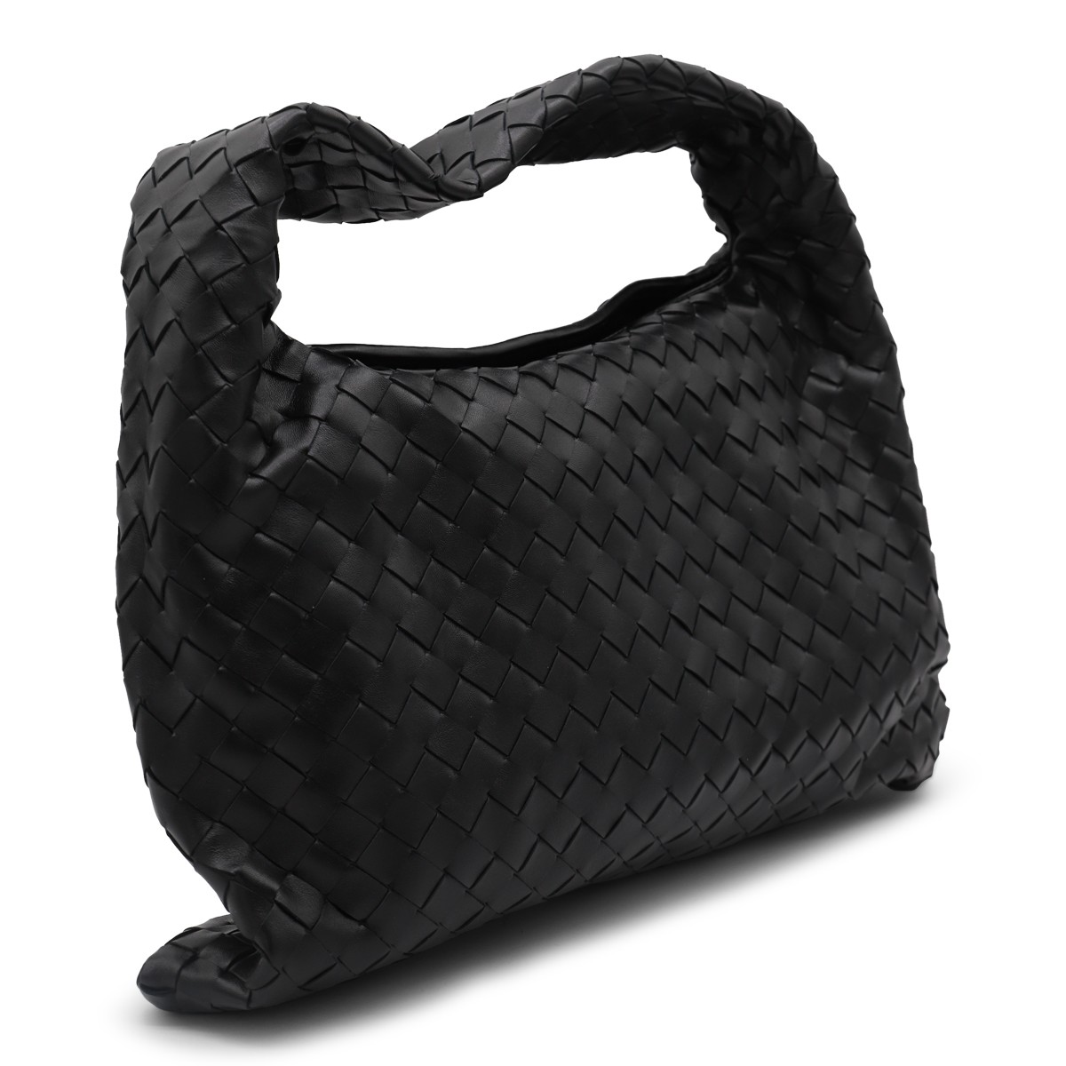 BLACK LEATHER HOP SMALL HANDLE BAG