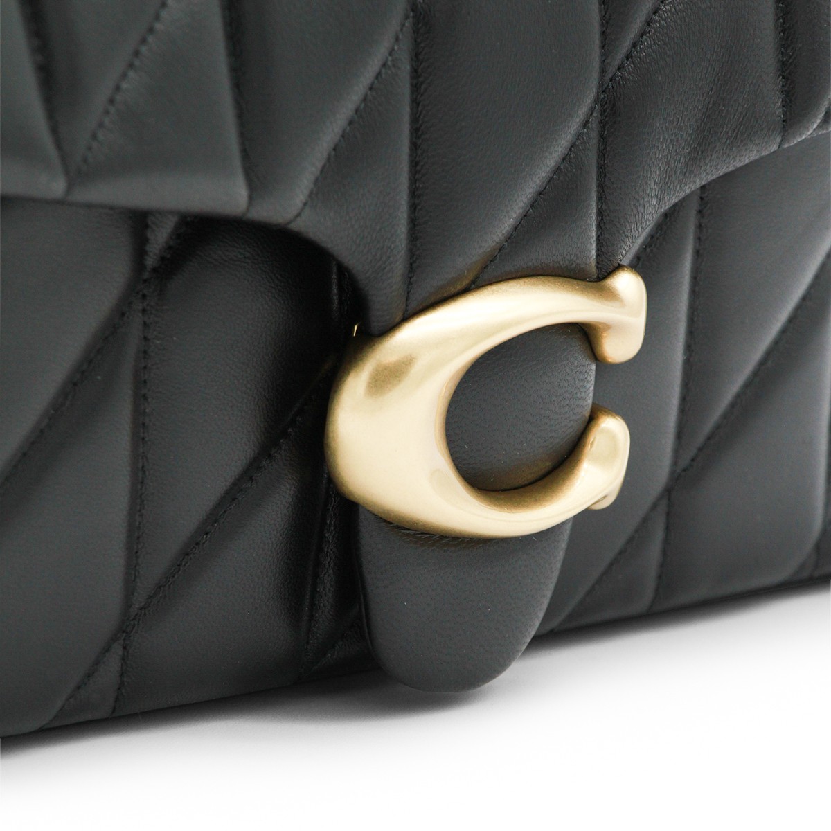BLACK LEATHER QUILTED TABBY SHOULDER...