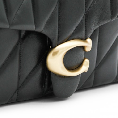BLACK LEATHER QUILTED TABBY SHOULDER BAG 26