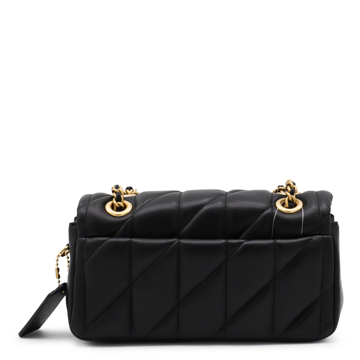 BLACK LEATHER QUILTED TABBY SHOULDER...