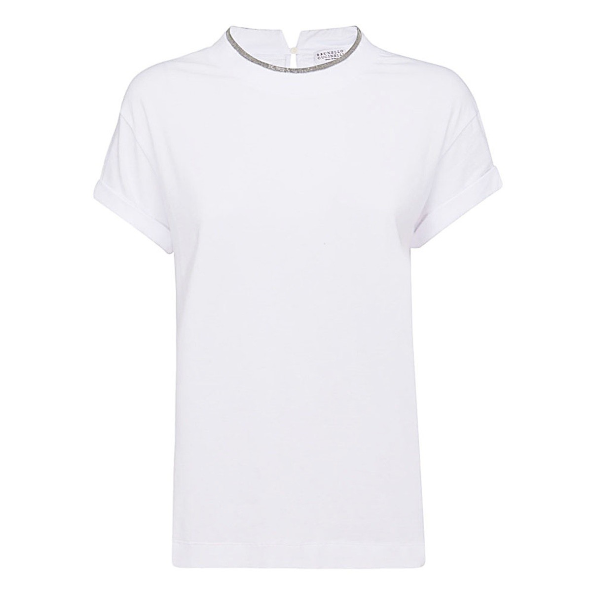WHITE COTTON BLEND T-SHIRT