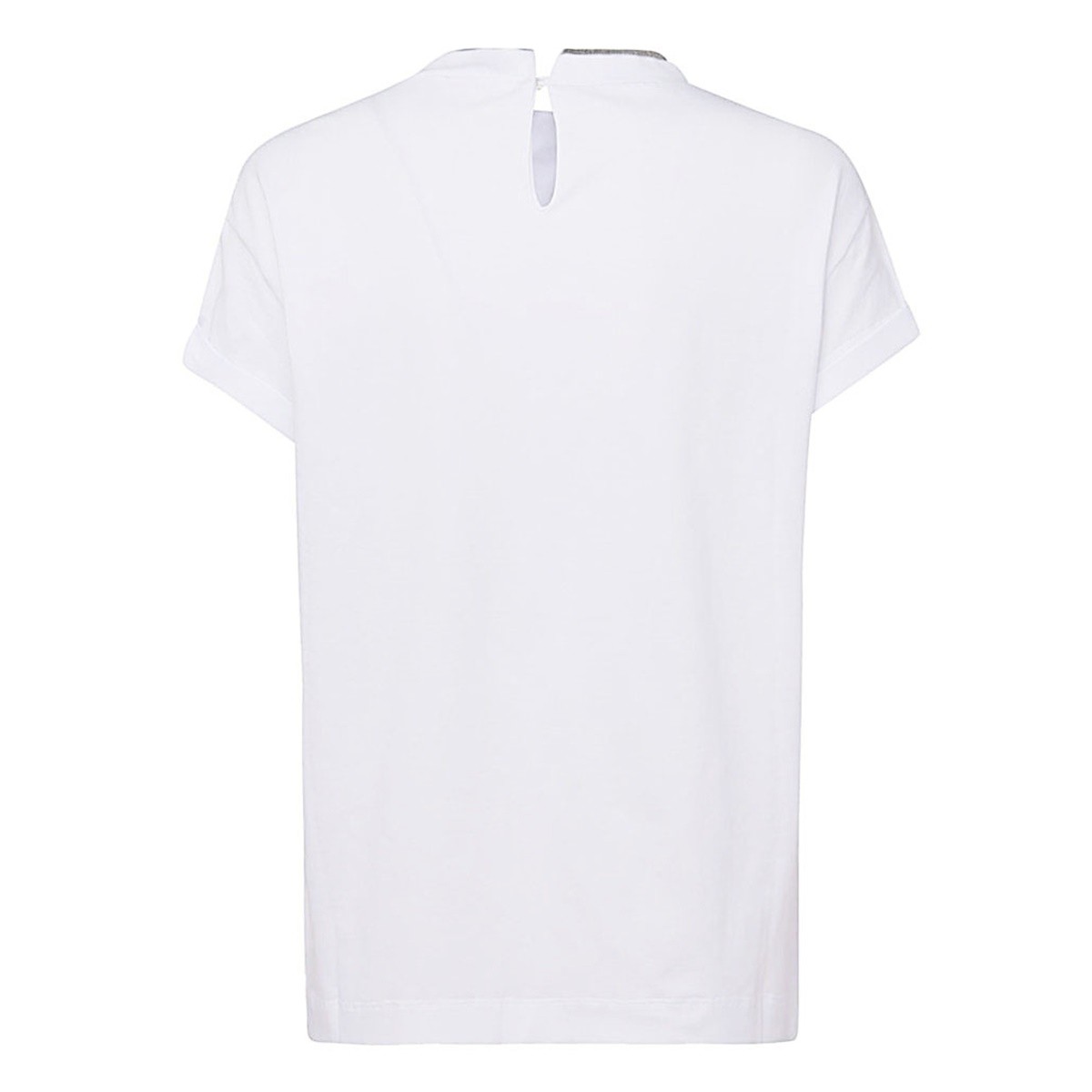 WHITE COTTON BLEND T-SHIRT