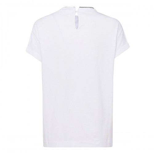 WHITE COTTON BLEND T-SHIRT