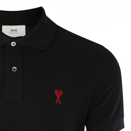 BLACK COTTON POLO SHIRT
