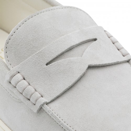 GREY LEATHER LAOFERS